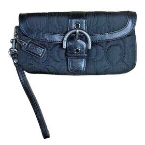 Coach Soho Vintage Signature Nylon Leather Trim Wristlet